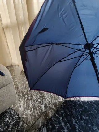 Paraguas plegable negro y morado