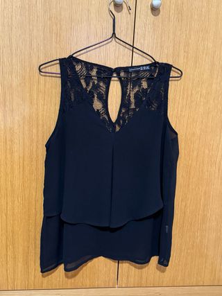 Blusa negra encaje T42 Primark