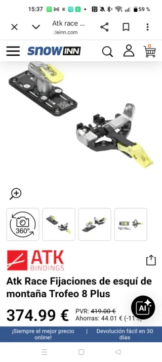 Esquíes competición Dynafit DNA 161 660grms + ATK