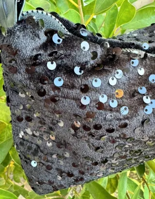 Bolso Negro Lentejuelas Dorado