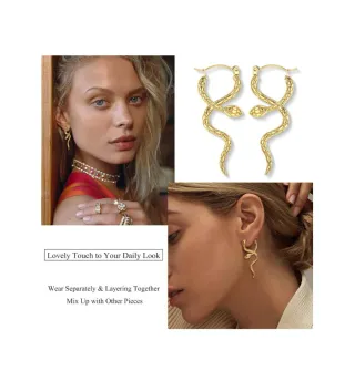 Pendientes Aros Serpiente Dorados