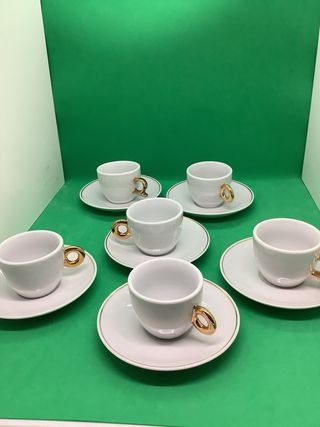 Servizio caffè ceramica bianca e dorata