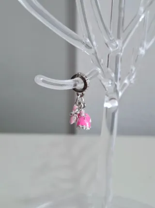 Charm Bailarina Rosa y Plateado