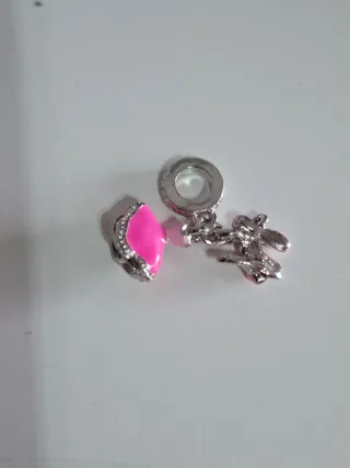 Charm Bailarina Rosa y Plateado