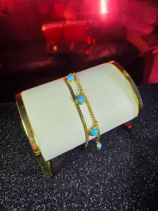 Conjunto de joyas oro y turquesa