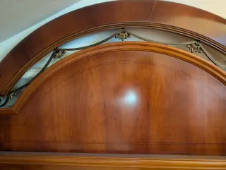 Cabecero y base tapizada rustico roble y forja