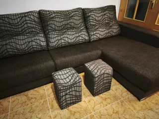 Sofá Chaise Longue El Corte Inglés + 2 Pufs