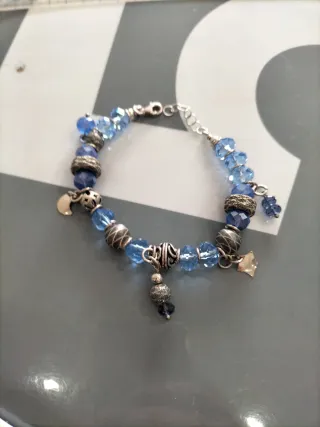 Pulsera plata mujer azul con charms nueva.