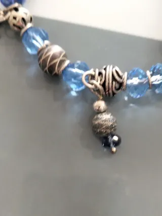 Pulsera plata mujer azul con charms nueva.
