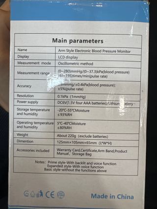 Tensiómetro de Brazo Monitor de Presión Arterial