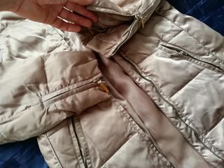 Abrigo TINTORETTO largo PLUMAS dorado L cremallera