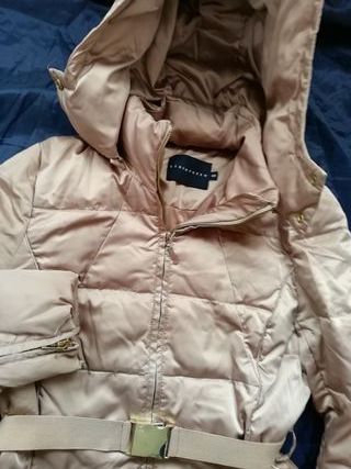 Abrigo TINTORETTO largo PLUMAS dorado L cremallera