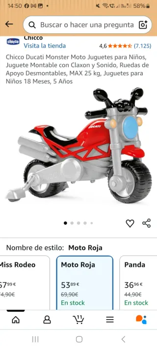 Moto Infantil Chicco Ducati Roja