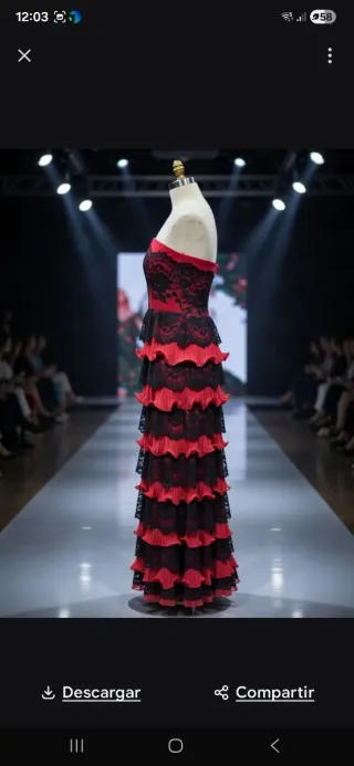 Vestido Largo Fiesta Flamenco Talla S