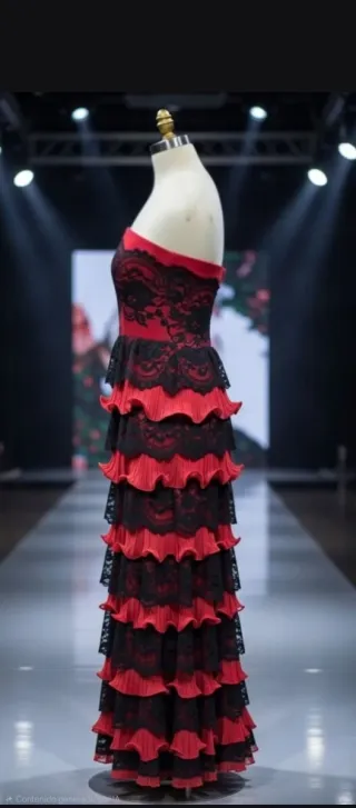 Vestido Largo Fiesta Flamenco Talla S