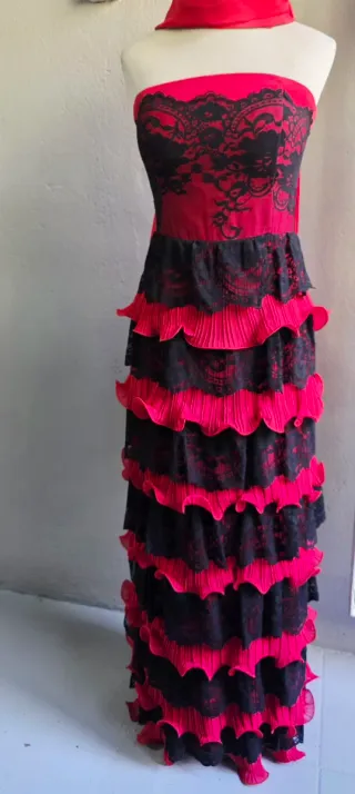 Vestido Largo Fiesta Flamenco Talla S