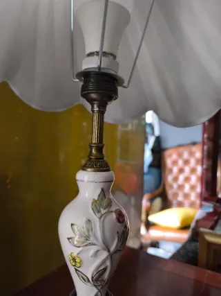 Lámpara de mesa porcelana y bronce