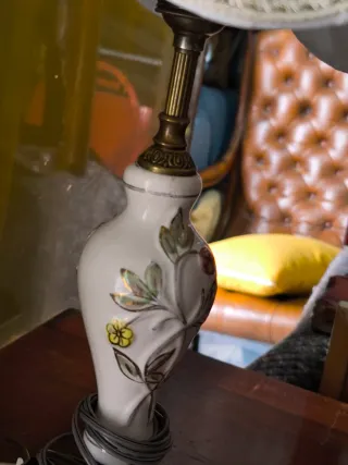 Lámpara de mesa porcelana y bronce