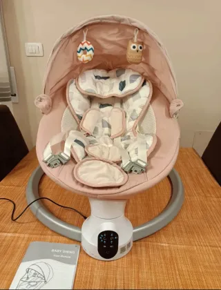 Altalena elettrica per neonati rosa