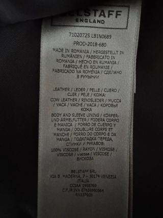 Chaqueta de Piel Belstaff Negra. Talla 52/Xl