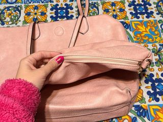 Borsa shopper rosa con pochette