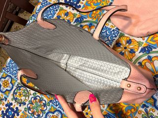 Borsa shopper rosa con pochette