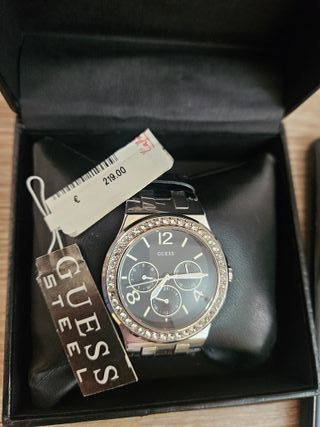 Reloj Guess mujer Negro y Plateado con Cristales