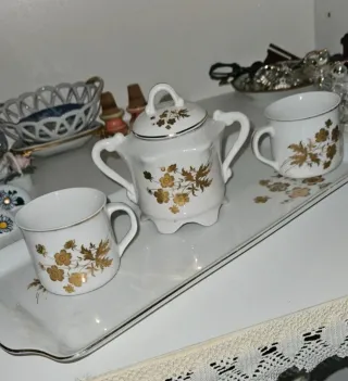 Set caffè porcellana decorato oro