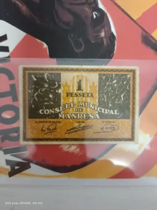 Billete 1 Peseta Consell Municipal Manresa