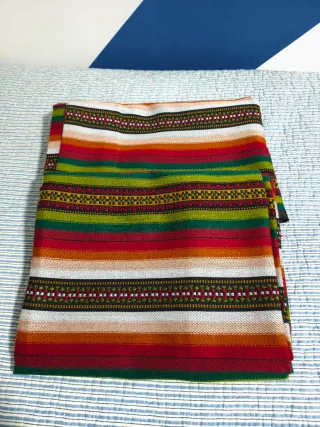 Tende in tessuto con righe multicolori