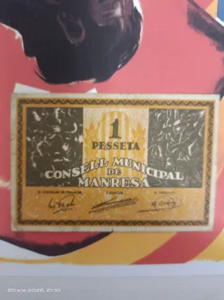 Billete 1 Peseta Manresa