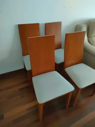 Pack 4 Sillas Comedor Madera y Tela