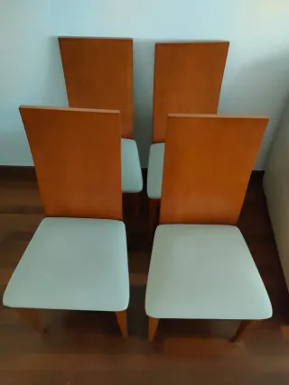 Pack 4 Sillas Comedor Madera y Tela