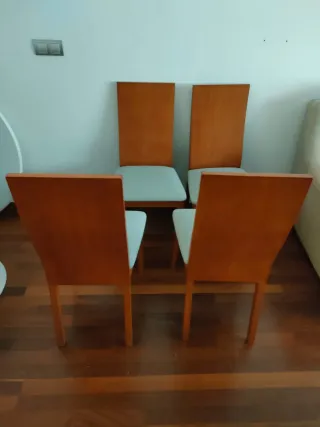 Pack 4 Sillas Comedor Madera y Tela