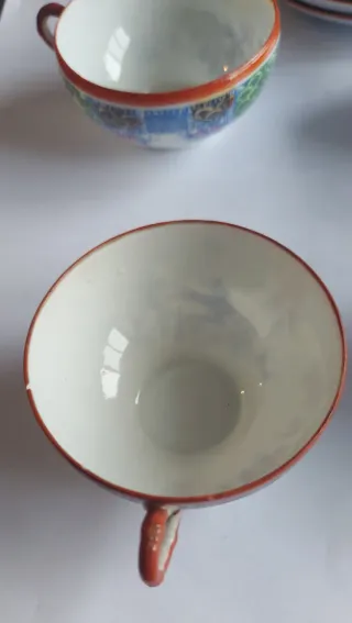 Lote 5 Tazas y Platos Porcelana Japonesa