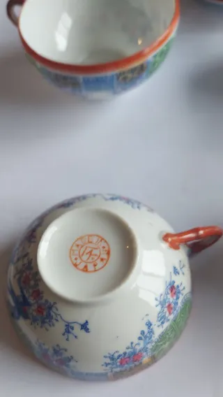 Lote 5 Tazas y Platos Porcelana Japonesa