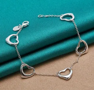 Pulsera Corazones Plata 925