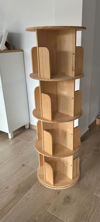 Estantería giratoria libros madera pino