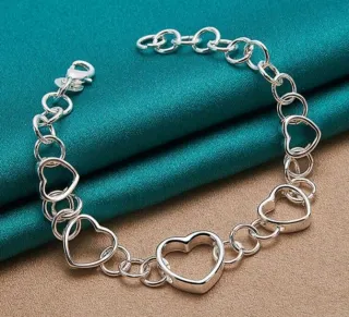 Pulsera Plata 925 Corazones