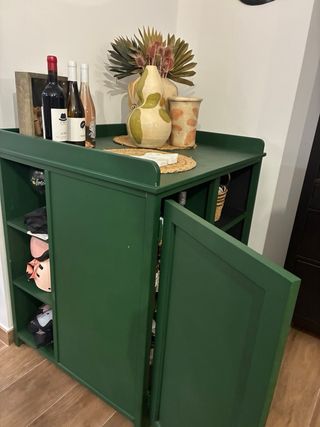 Mueble Bar Madera Verde gran Almacenaje