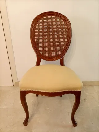 4 Sillas Comedor Madera Rattan