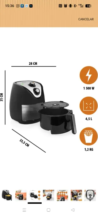 Freidora de aire TRISTAR - 1500W - 4'5 litros