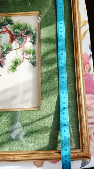 Quadro ricamo uccelli e fiori