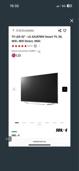 TV LED LG 42 Smart TV 3D