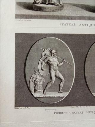 Incisione Mongez - Minerva e Baccante -Statue