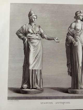 Incisione Mongez - Minerva e Baccante -Statue