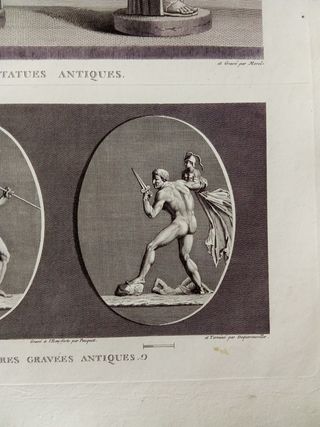 Incisione Mongez - Minerva e Baccante -Statue