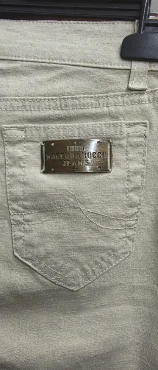 Rocco Barocco Jeans Beige in misto Lino Tg 42