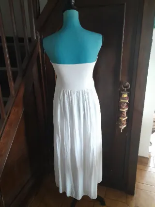 Abito lungo a fascia bianco