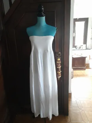 Abito lungo a fascia bianco